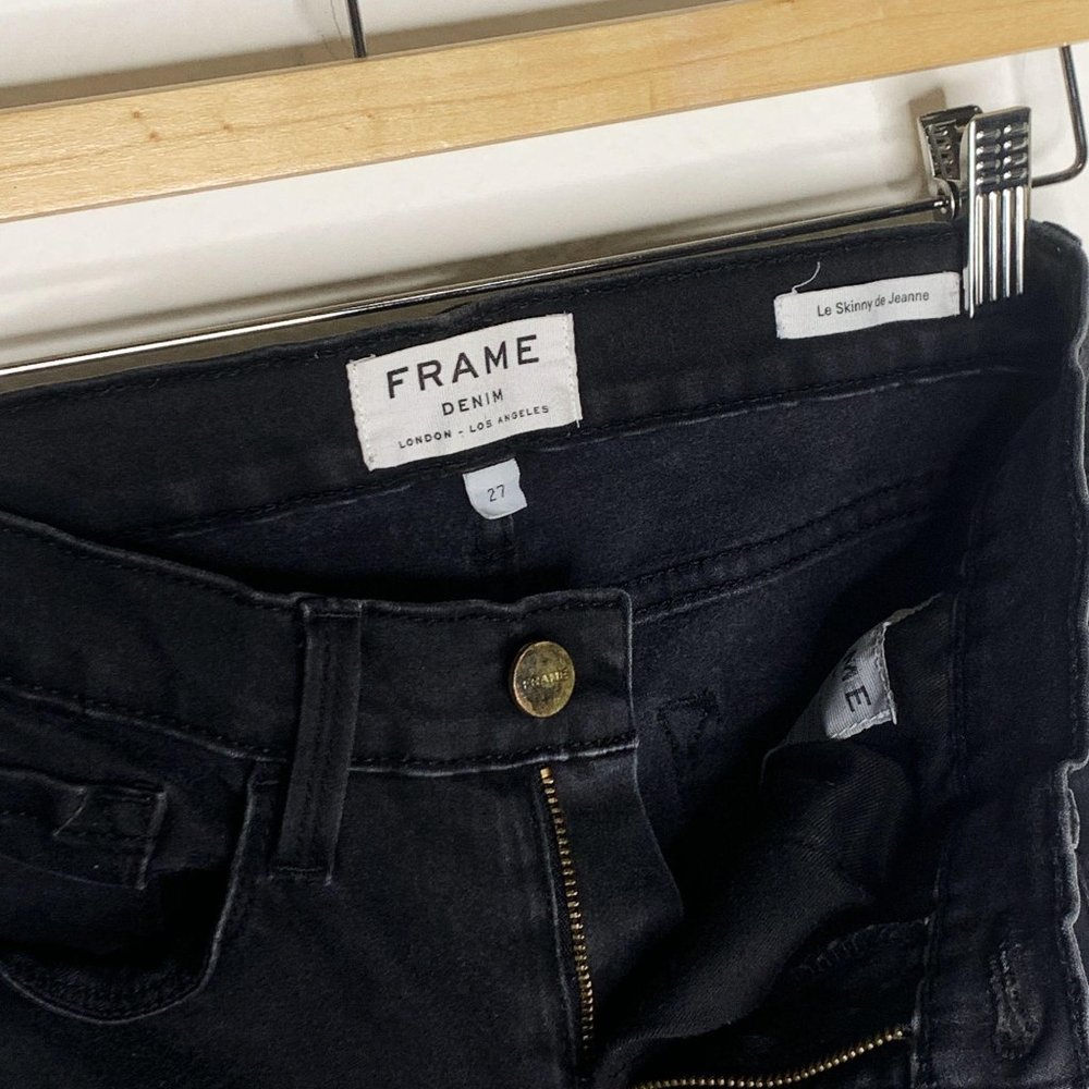 FRAME Denim Le Skinny de Jeanne Black Jeans 27 - Picture 3 of 11